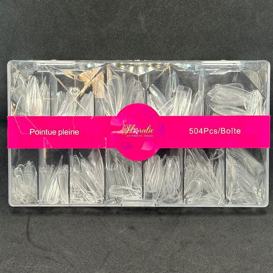 Faux ongles en acryliques transparents pointus pleines (Pose américaine)(504pcs)