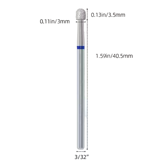 Embout au diamant moyen cylindre a tête ronde 3mm