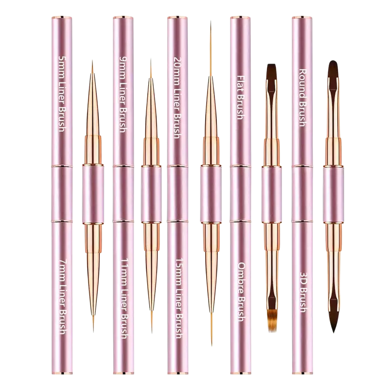 Lot de 5 pinceaux à double extrémité pour nail art Rose