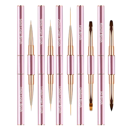 Lot de 5 pinceaux à double extrémité pour nail art Rose