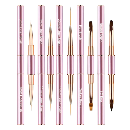 Lot de 5 pinceaux à double extrémité pour nail art Rose