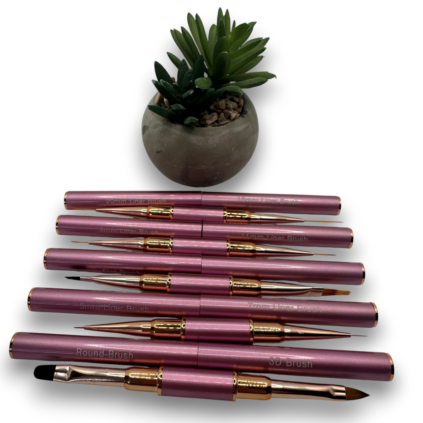 Lot de 5 pinceaux à double extrémité pour nail art Rose