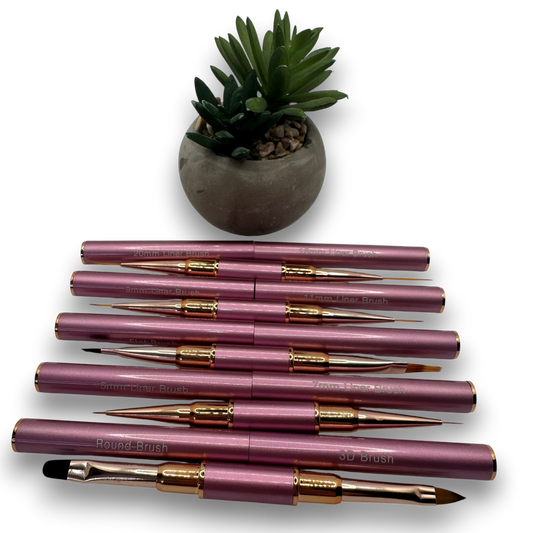 Lot de 5 pinceaux à double extrémité pour nail art Rose